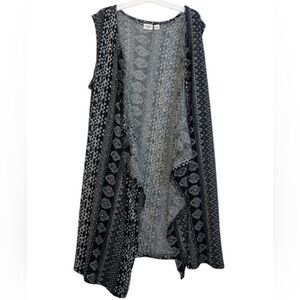 Cato Black & White Open Front Duster Vest Women’s 22/24 EUC #138